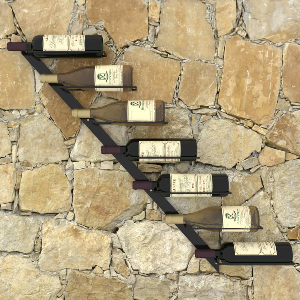 Wall-mounted Wine Rack for 7 Bottles - Sleek Black Metal Design