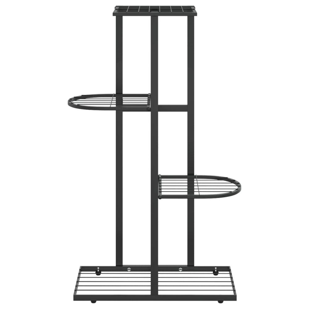 4-Floor Flower Stand 16.9"x8.7"x29.9" Black Metal - Sturdy and Stylish Plant Rack