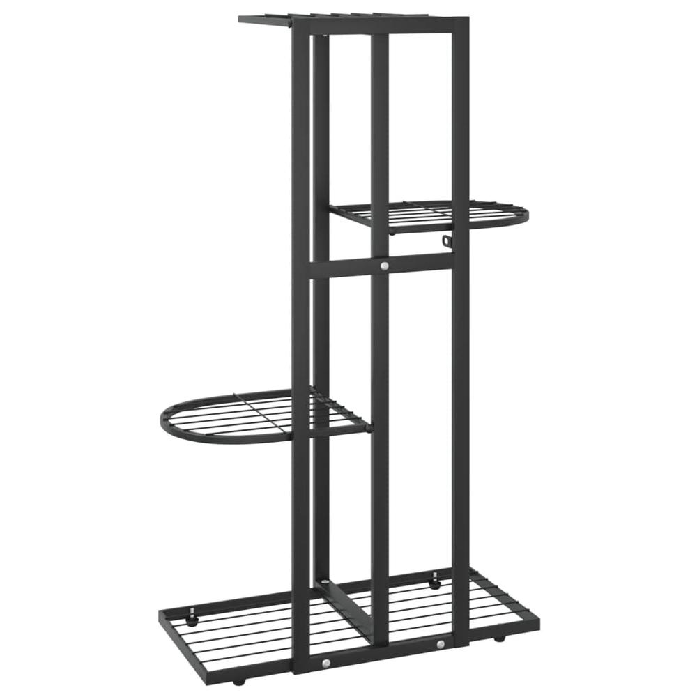 4-Floor Flower Stand 16.9"x8.7"x29.9" Black Metal - Sturdy and Stylish Plant Rack