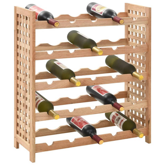 Elegant Solid Walnut Wood Wine Rack - 25 Bottle Capacity | Stylish 5-Tier Design