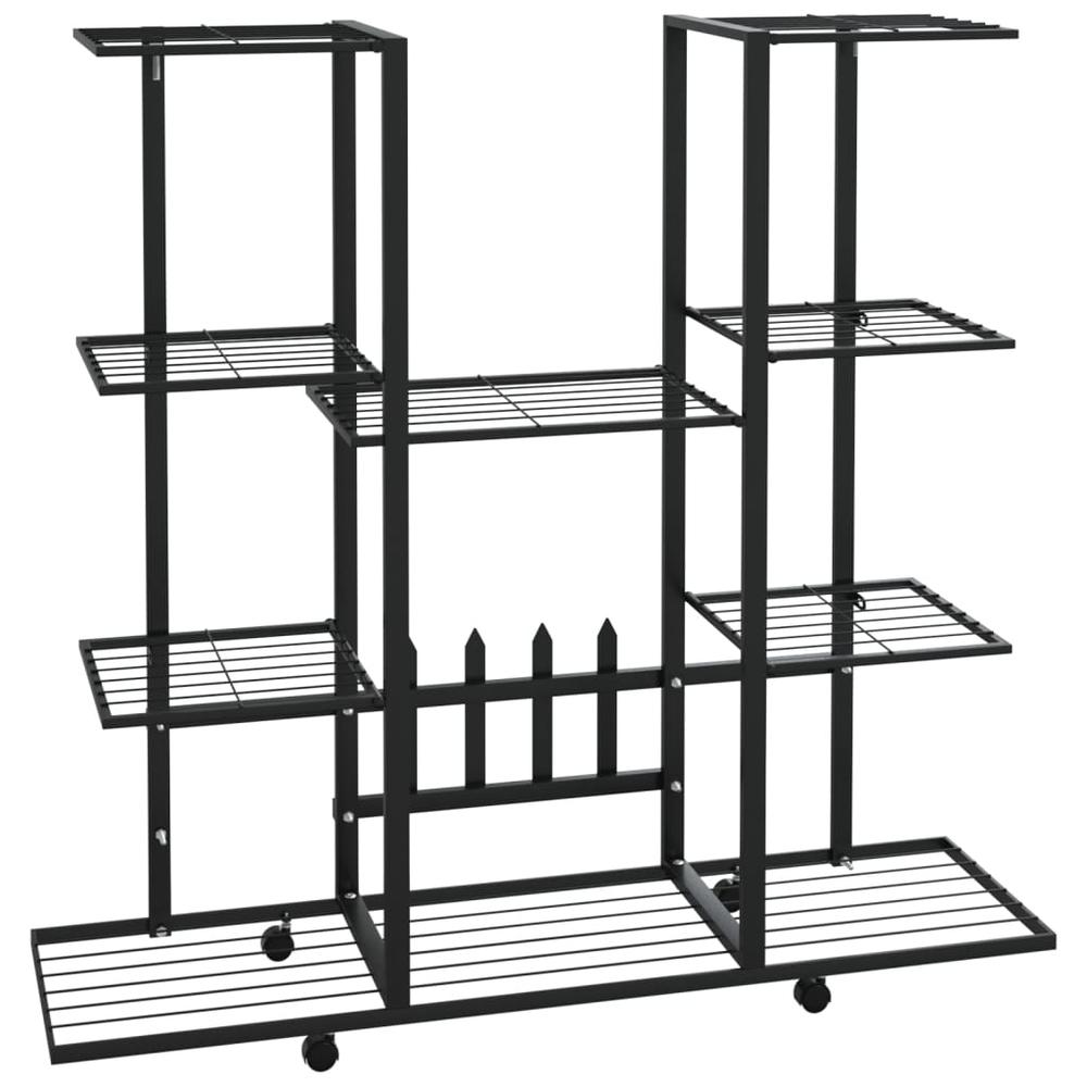 Flower Stand with Wheels 37.2"x9.6"x36" Black Iron - Durable and Stylish