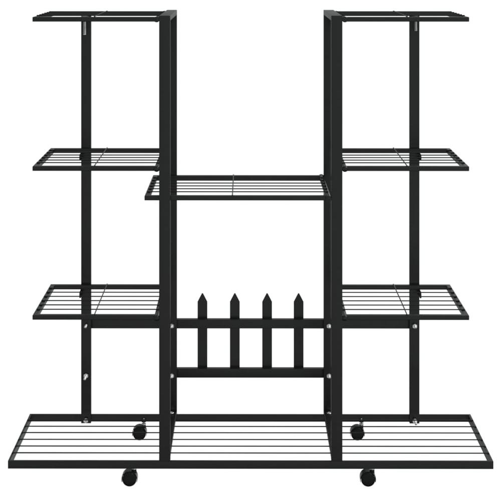 Flower Stand with Wheels 37.2"x9.6"x36" Black Iron - Durable and Stylish