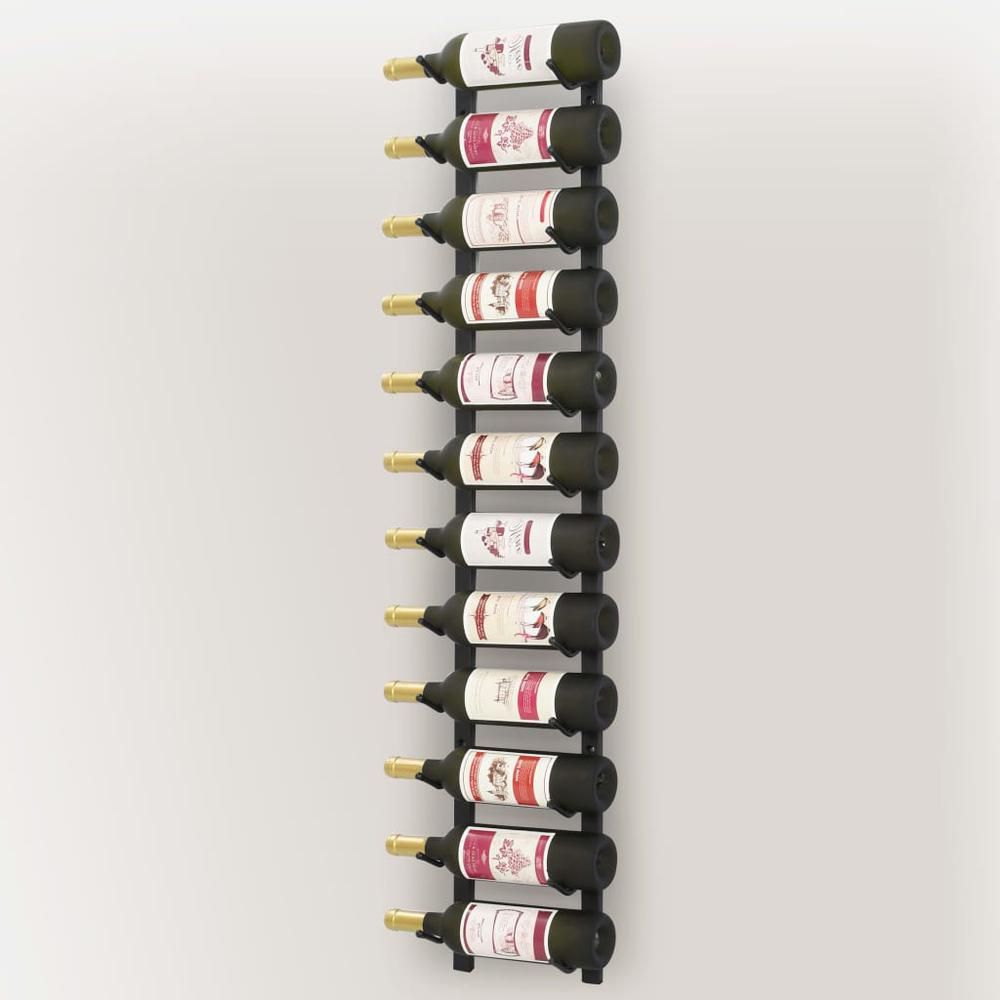 Wall Mounted Wine Rack for 12 Bottles - Sleek Black Iron Design