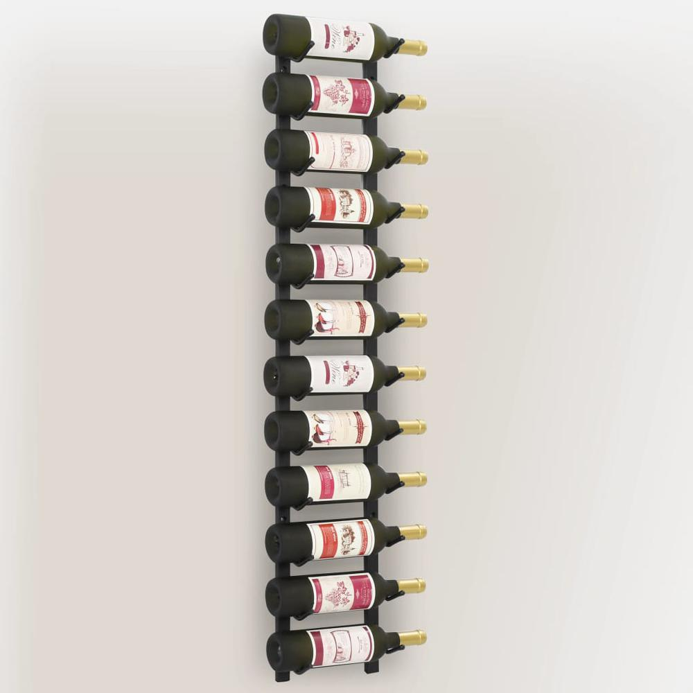 Wall Mounted Wine Rack for 12 Bottles - Sleek Black Iron Design