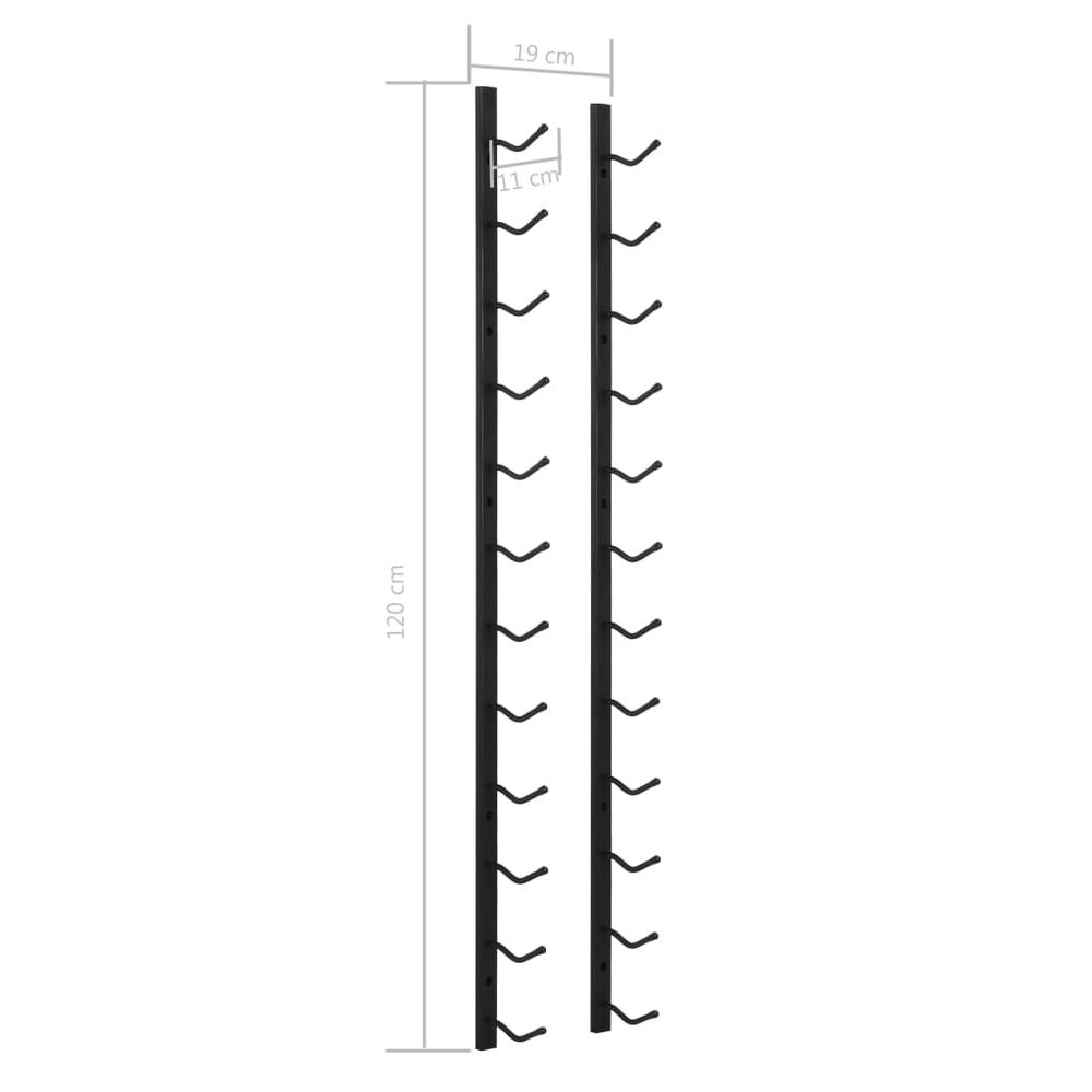 Wall Mounted Wine Rack for 12 Bottles - Sleek Black Iron Design