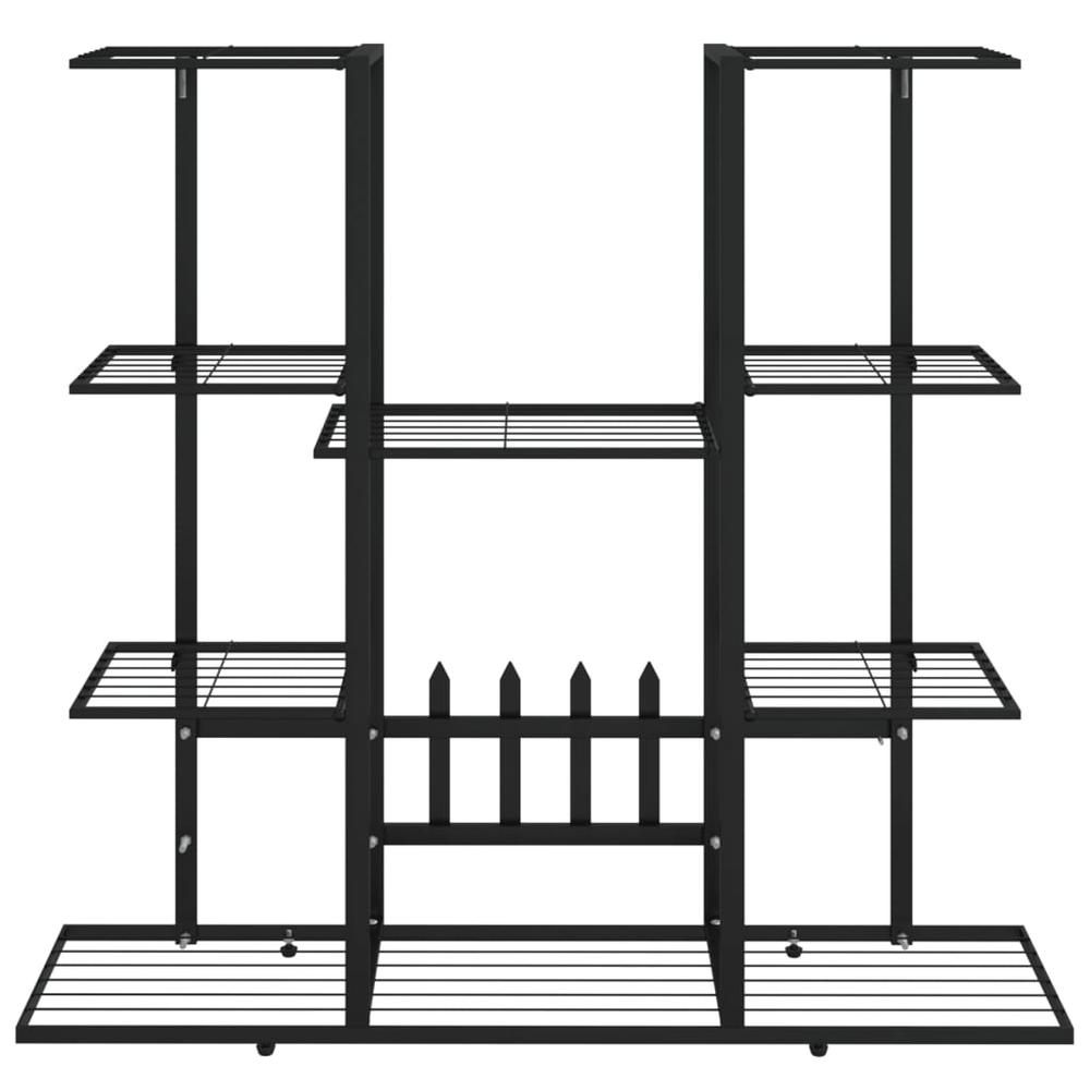 Flower Stand 37.2"x9.8"x35" Black Iron - Durable and Stylish Plant Shelf