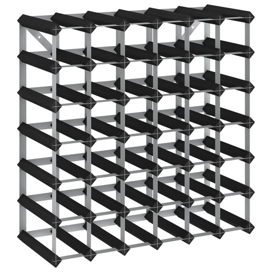 Elegant Black Pine Wine Rack for 42 Bottles - Solid Wood & Galvanized Steel