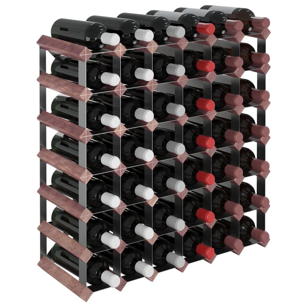 Rustic Wine Rack for 42 Bottles - Brown Solid Pine Wood & Galvanized Steel