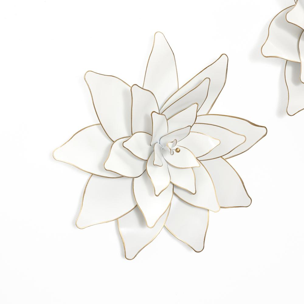 2-Pc White Metal Lotus Flowers Wall Decor Set | Chic and Artistic Home Decoration