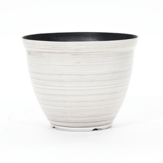 Ivory White Bell Round Recycled Plastic Planter - Stylish & Durable Indoor/Outdoor Pot