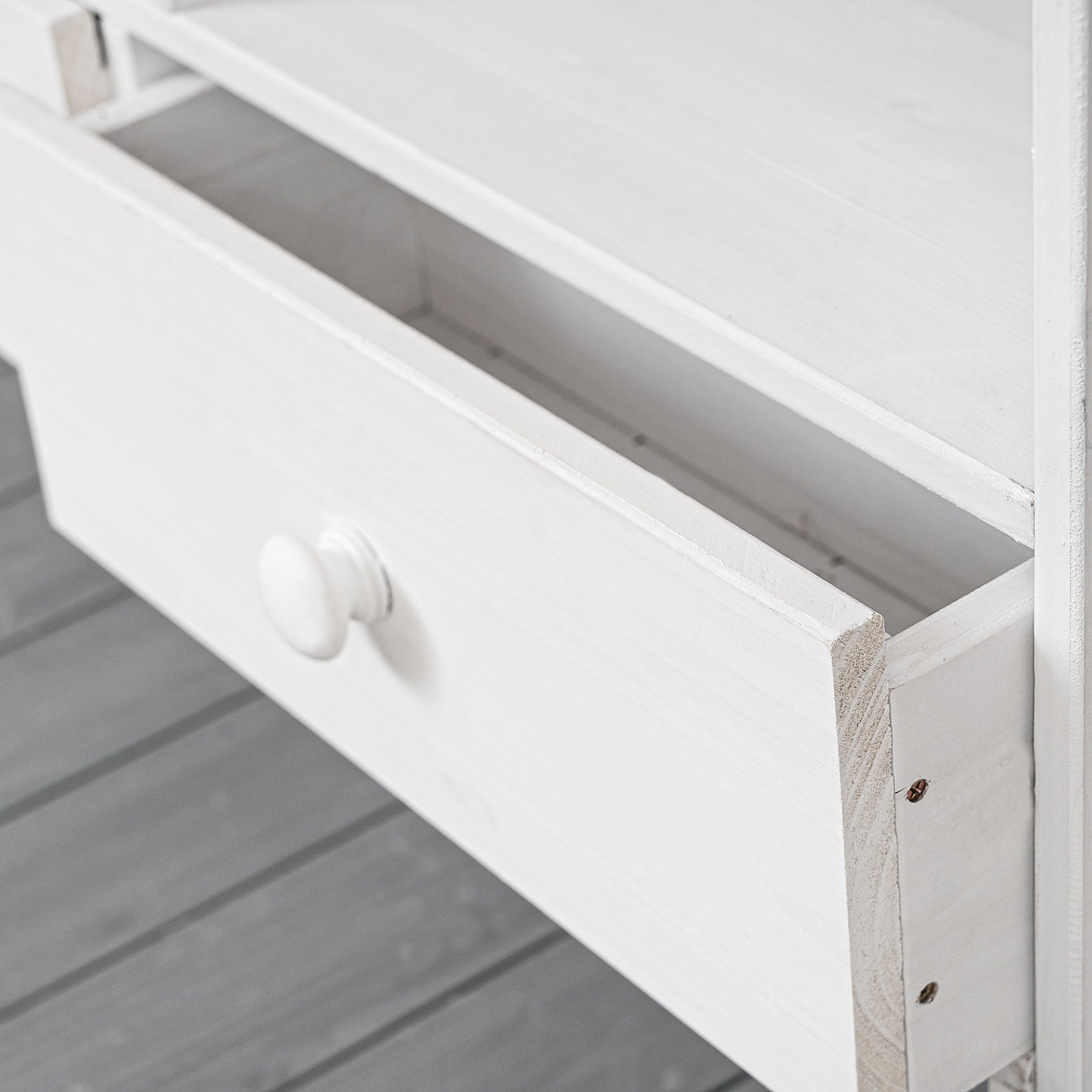 Garden Potting Bench Table with Rustic and Sleek Design, Multiple Drawers & Shelves for Storage, White & Gray