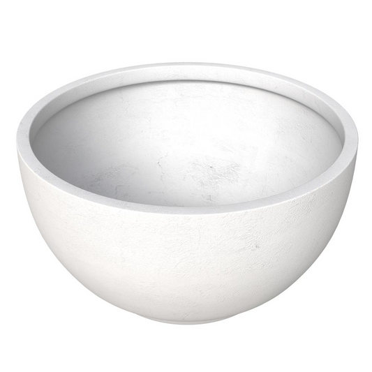 Grove Series Hemisphere Poly Clay Planter - 12.4" Diameter, 7.1" Height, White