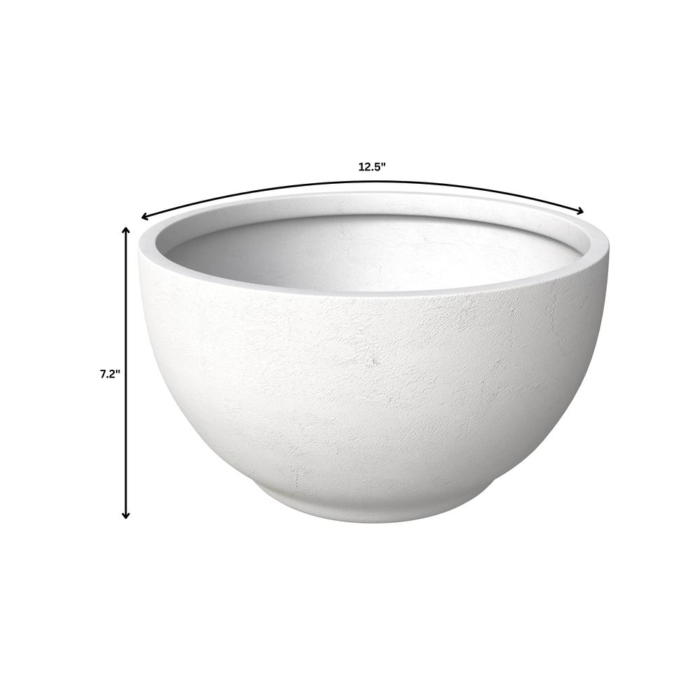 Grove Series Hemisphere Poly Clay Planter - 12.4" Diameter, 7.1" Height, White