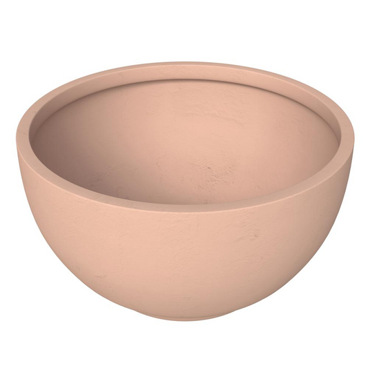 Hemisphere Poly Clay Planter - Terra Cotta Color, 14.9" Diameter, 7.8" Height - Modern Outdoor/Indoor Pot