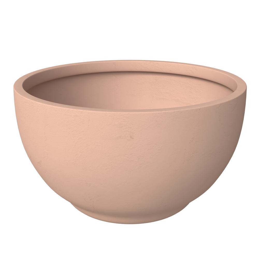 Hemisphere Poly Clay Planter - Terra Cotta Color, 14.9" Diameter, 7.8" Height - Modern Outdoor/Indoor Pot