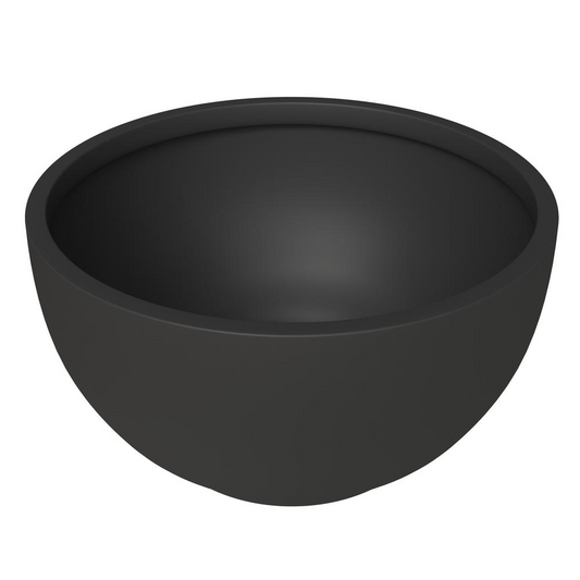 Grove Series Hemisphere Poly Clay Planter - Black 10.6" Dia, 5.9" High - Modern Durable Indoor/Outdoor Pot