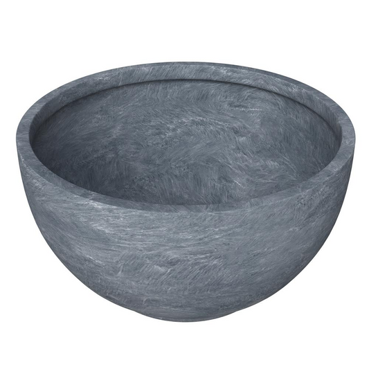 Grove Series Hemisphere Poly Clay Planter - Aged Concrete 14.9" Dia, 7.8" High | Modern & Durable Design for Indoor/Outdoor Use