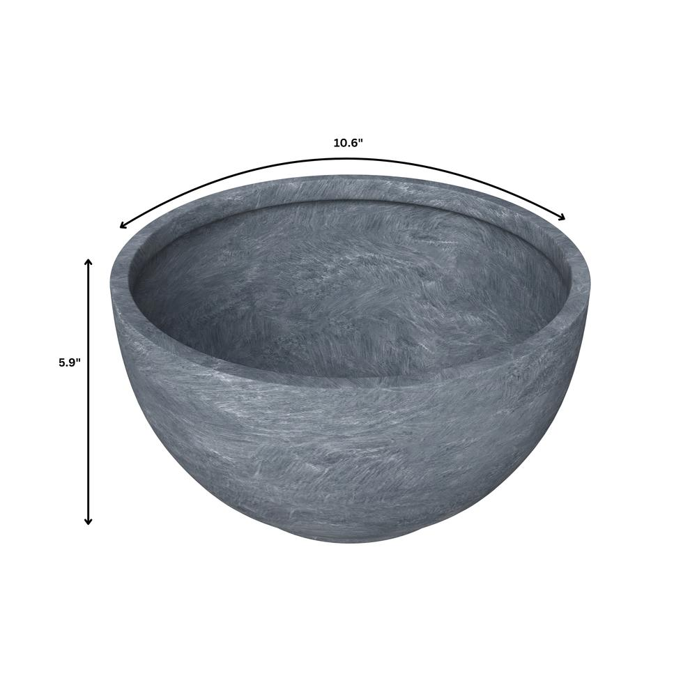 Grove Series Hemisphere Poly Clay Planter - Aged Concrete, 10.6" Diameter, 5.9" Height