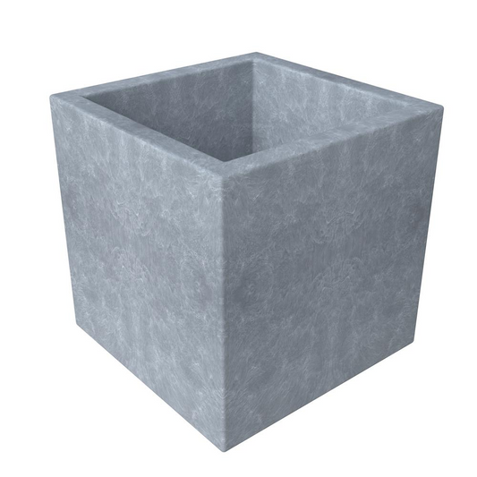 Fern Series Poly Stone Planter 9" Cube in Grey - Elegant and Durable Indoor/Outdoor Planter