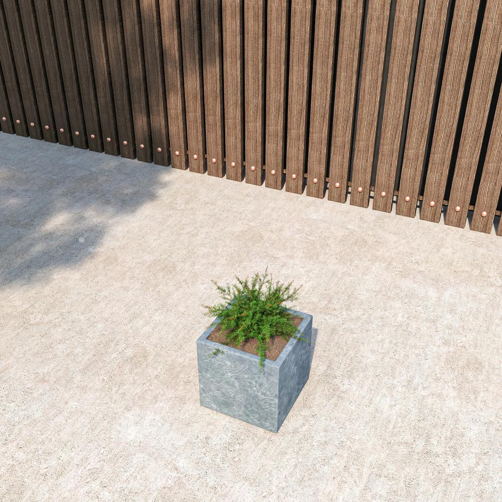 Fern Series Poly Stone Planter 9" Cube in Grey - Elegant and Durable Indoor/Outdoor Planter