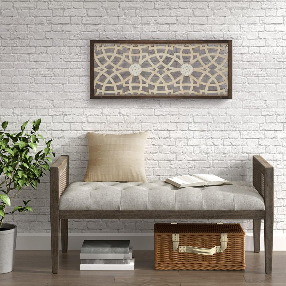 Two-tone Geometric Wall Decor - Farmhouse Style Carved Fretwork Design