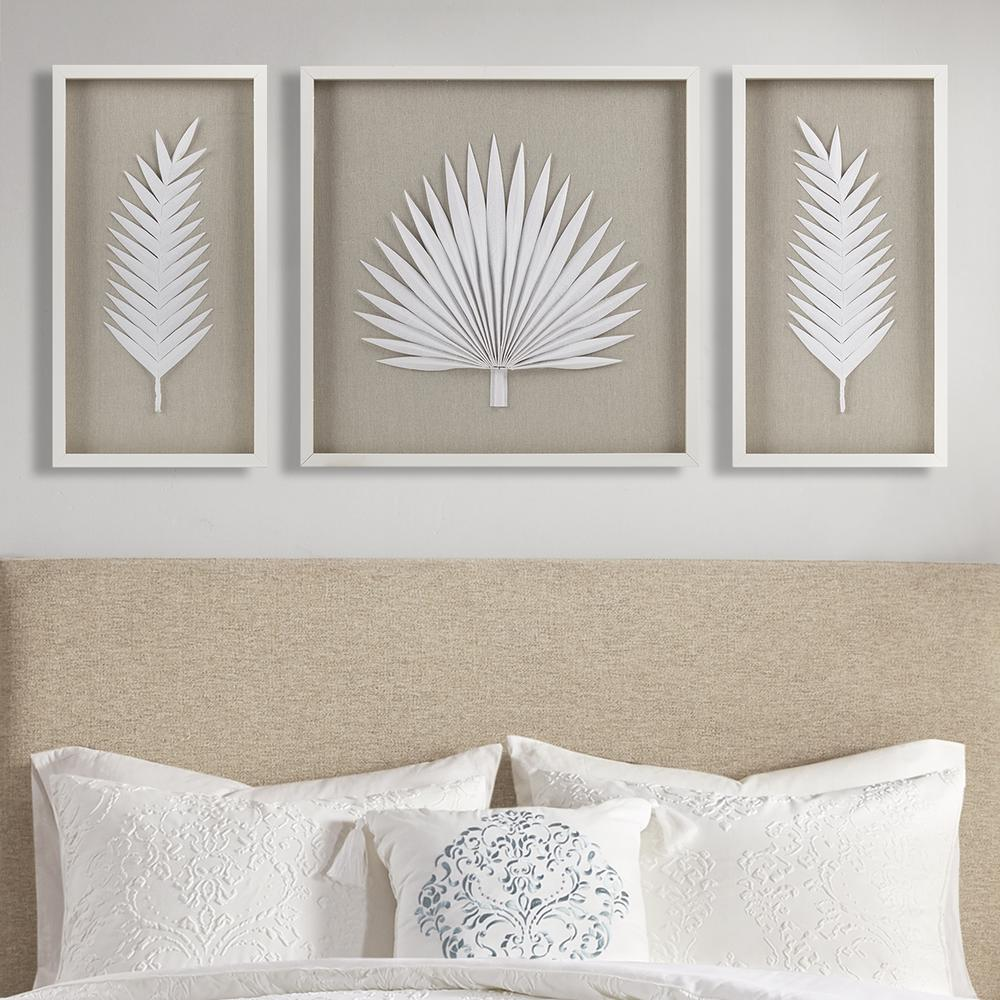 Palm Rice Paper Framed Shadow Box 3 Piece Set - Coastal Elegance for Your Space