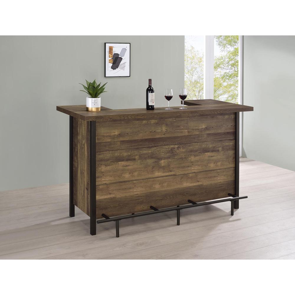 Bellemore Rectangular Storage Bar Unit Rustic Oak - Modern Farmhouse Home Bar Furniture