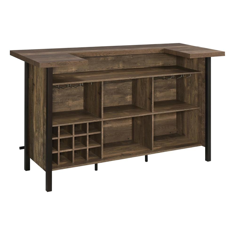 Bellemore Rectangular Storage Bar Unit Rustic Oak - Modern Farmhouse Home Bar Furniture