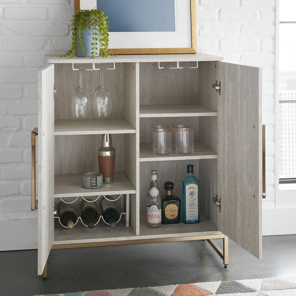 Larkin Faux Marble Wine Cabinet - Modern Elegance with Ample Storage