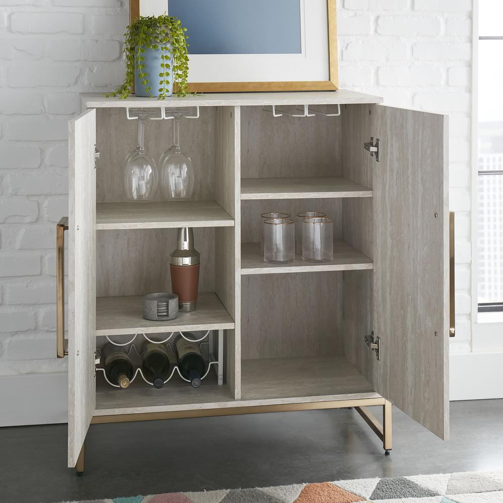 Larkin Faux Marble Wine Cabinet - Modern Elegance with Ample Storage