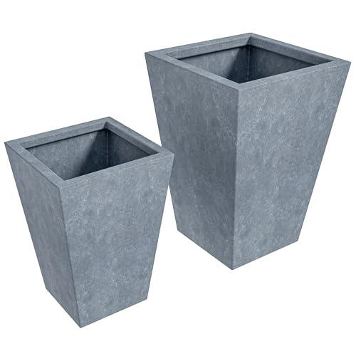 Serene Series Planter Set In Aged Concrete - Modern & Durable Design for Indoor/Outdoor Use