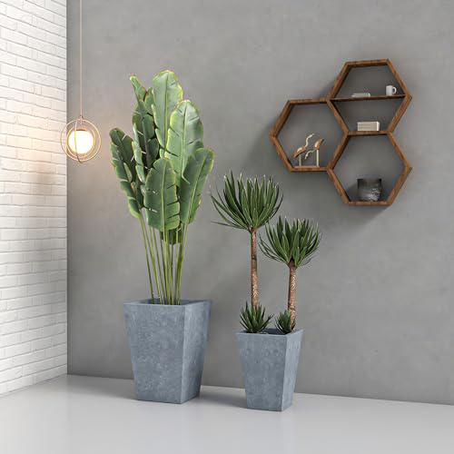 Serene Series Planter Set In Aged Concrete - Modern & Durable Design for Indoor/Outdoor Use