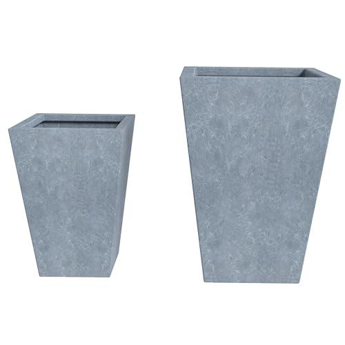 Serene Series Planter Set In Aged Concrete - Modern & Durable Design for Indoor/Outdoor Use