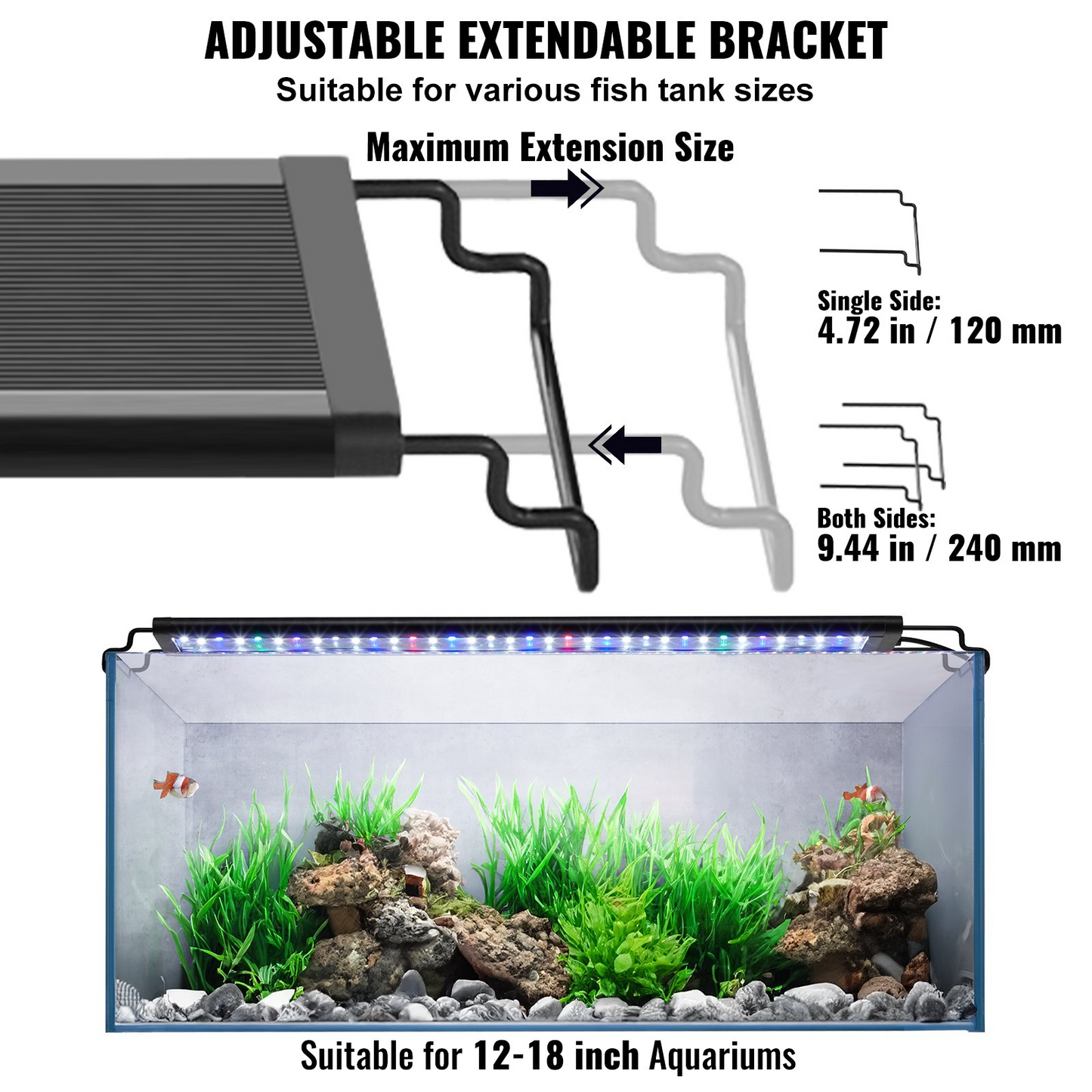 Aquarium Light 14W Full Spectrum Fish Tank Light for 12 to 18-inch Fish Tank