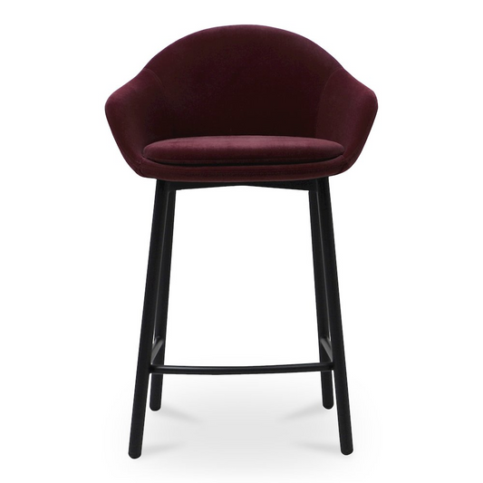 Emily Counter Stool in Wine Velvet - Sophisticated & Comfortable Seating