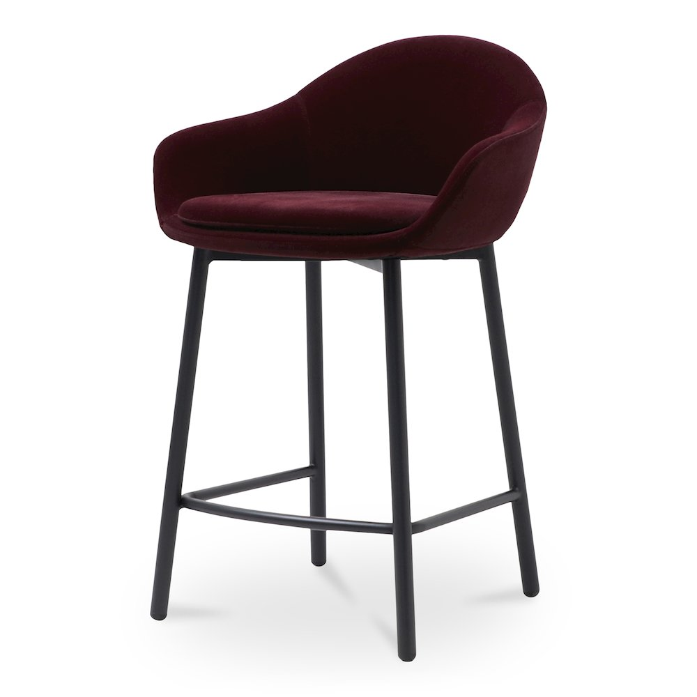 Emily Counter Stool in Wine Velvet - Sophisticated & Comfortable Seating