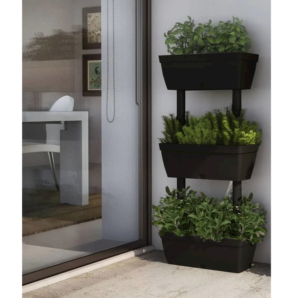 Garden Planter 6 pcs 39.4" Anthracite - Weatherproof and Expandable