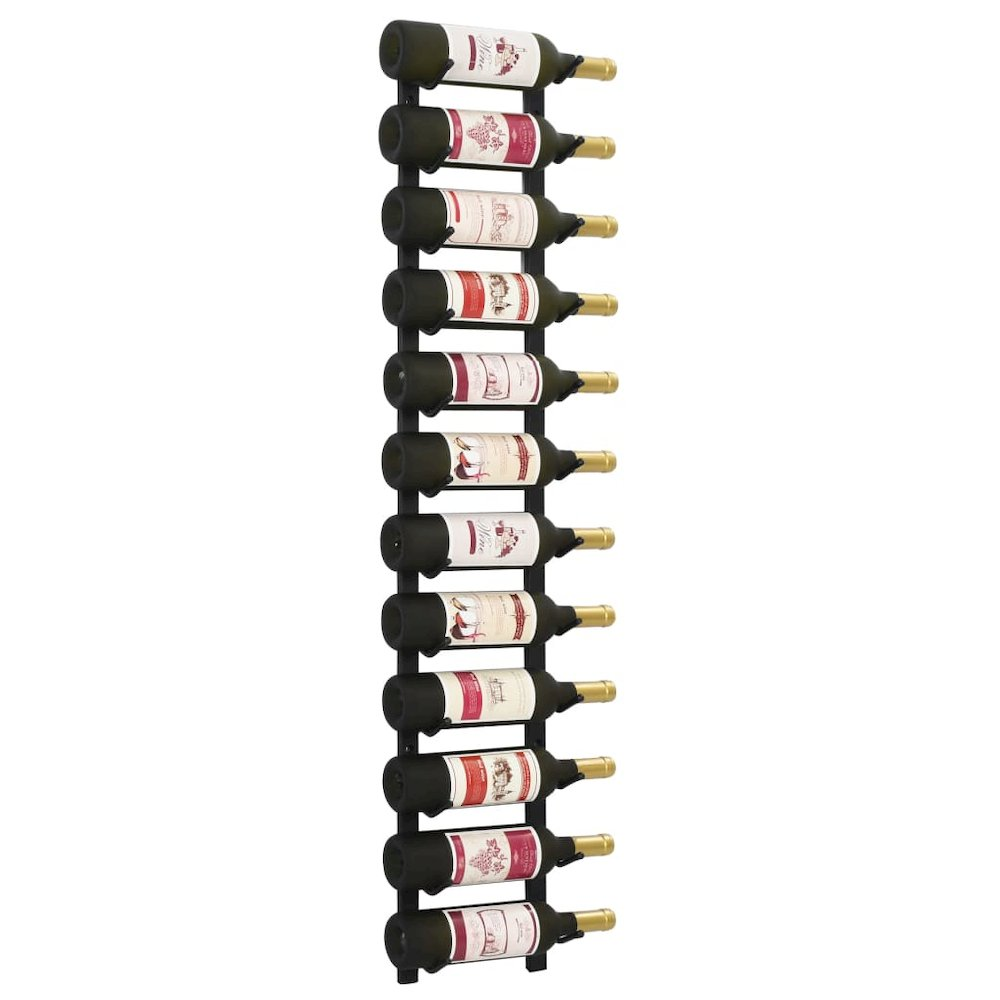 Wall Mounted Wine Rack for 12 Bottles - Sleek Black Iron Design