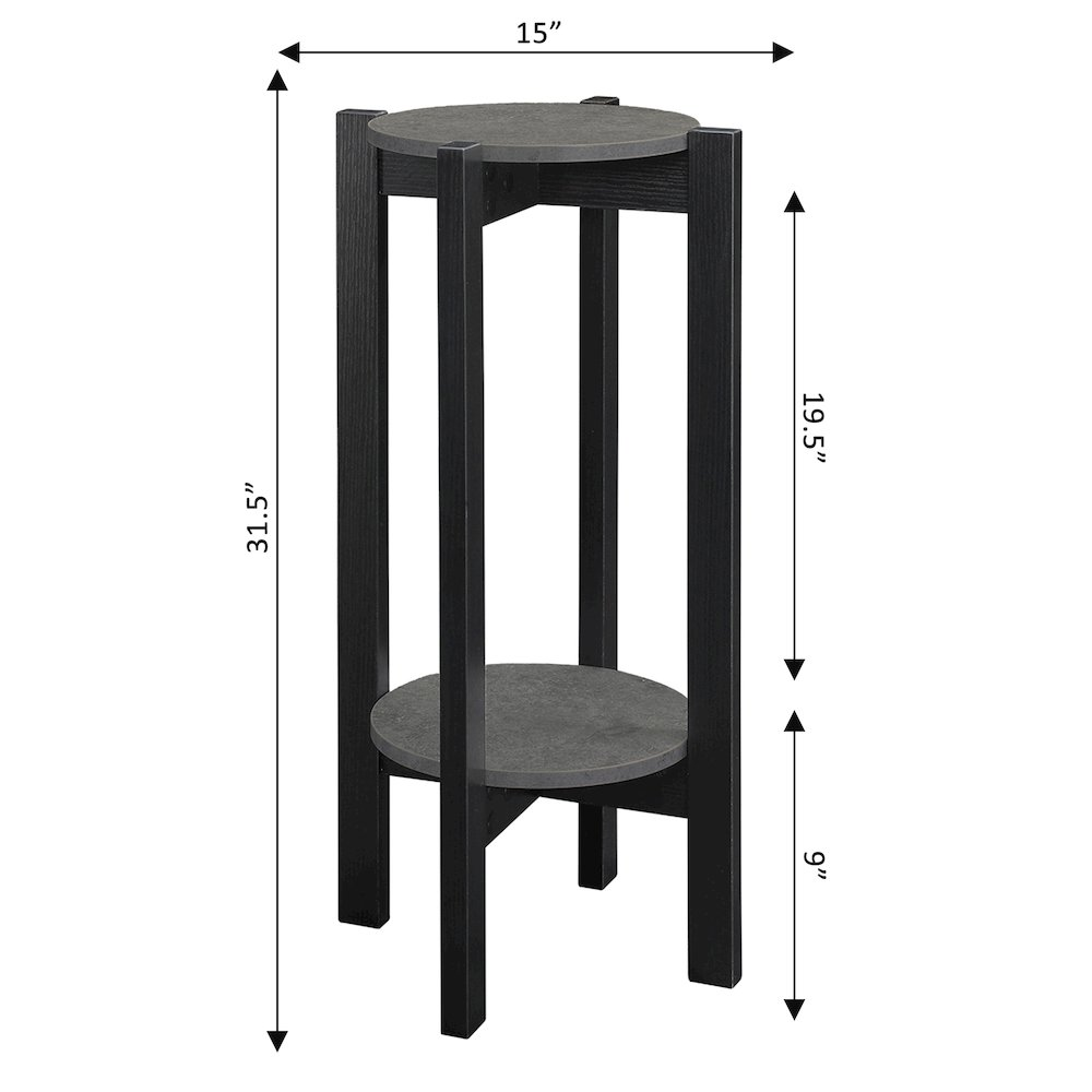 Newport Deluxe 2 Tier Plant Stand - Modern & Stylish Indoor Plant Display, Faux Cement Finish, Sturdy Black Legs, Easy Assembly