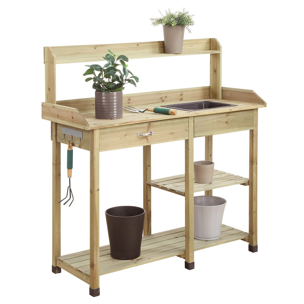 Deluxe Potting Bench with Drawer and Shelves - Durable, Ergonomic, and Functional Gardening Workspace