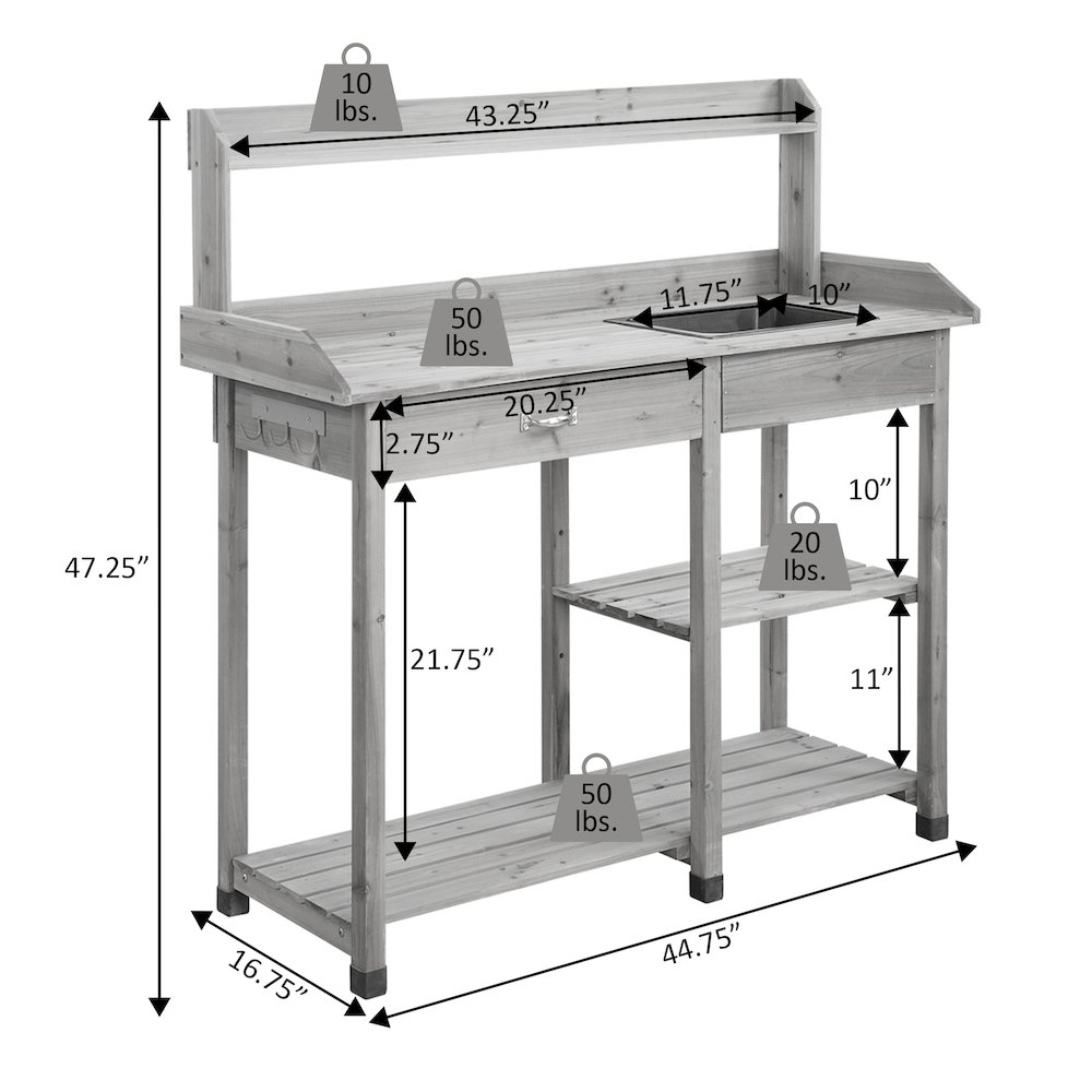 Deluxe Potting Bench with Drawer and Shelves - Durable, Ergonomic, and Functional Gardening Workspace