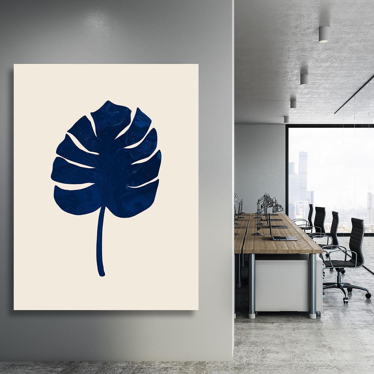 Monstera Marble Blue Canvas Print or Poster - Elegant Wall Art for Home & Office