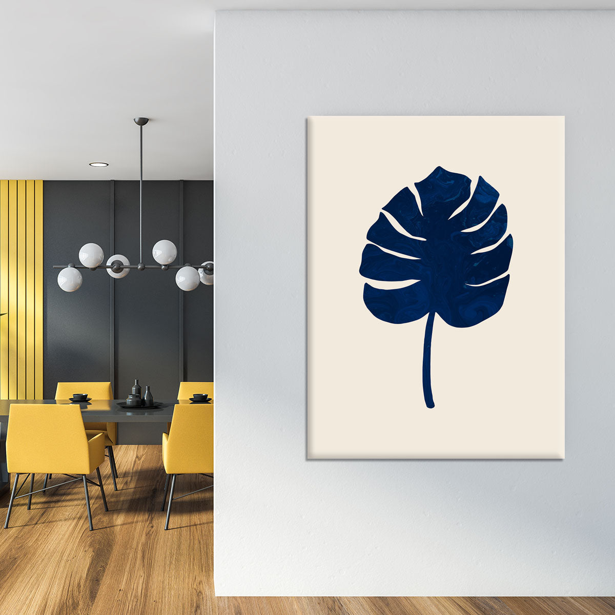 Monstera Marble Blue Canvas Print or Poster - Elegant Wall Art for Home & Office