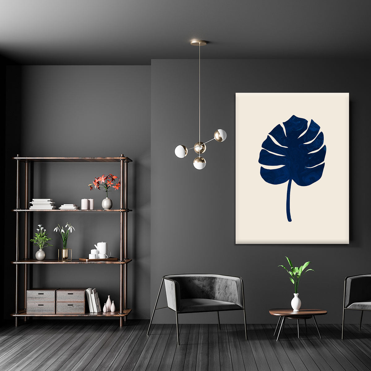 Monstera Marble Blue Canvas Print or Poster - Elegant Wall Art for Home & Office