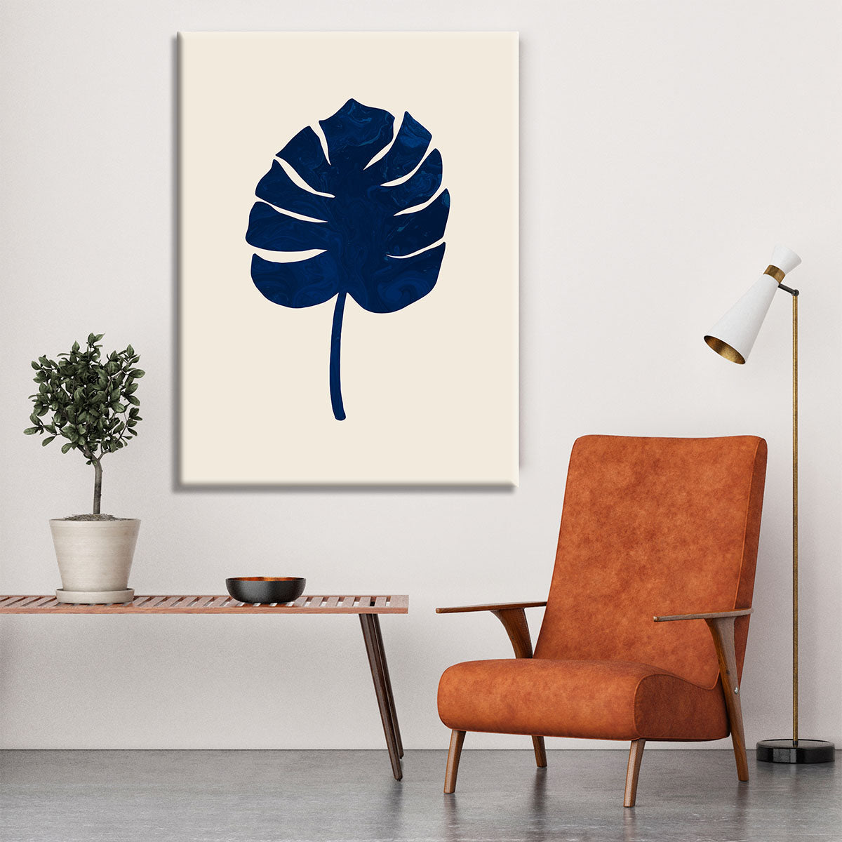 Monstera Marble Blue Canvas Print or Poster - Elegant Wall Art for Home & Office