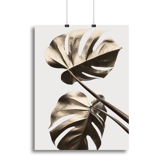 Monstera Gold 08 Canvas Print or Poster - Elegant Wall Art for Home & Office Decor