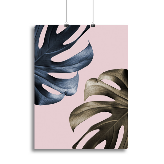 Monstera Pink Light 01 Canvas Print or Poster - Modern Nature-Inspired Wall Art for Home & Office Decor