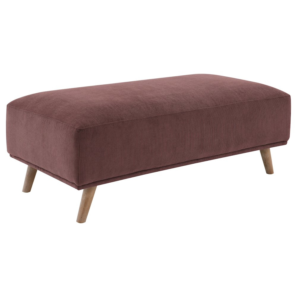 Elizabeth Corduroy Upholstered Ottoman in Rich Wine Red - Modern & Versatile