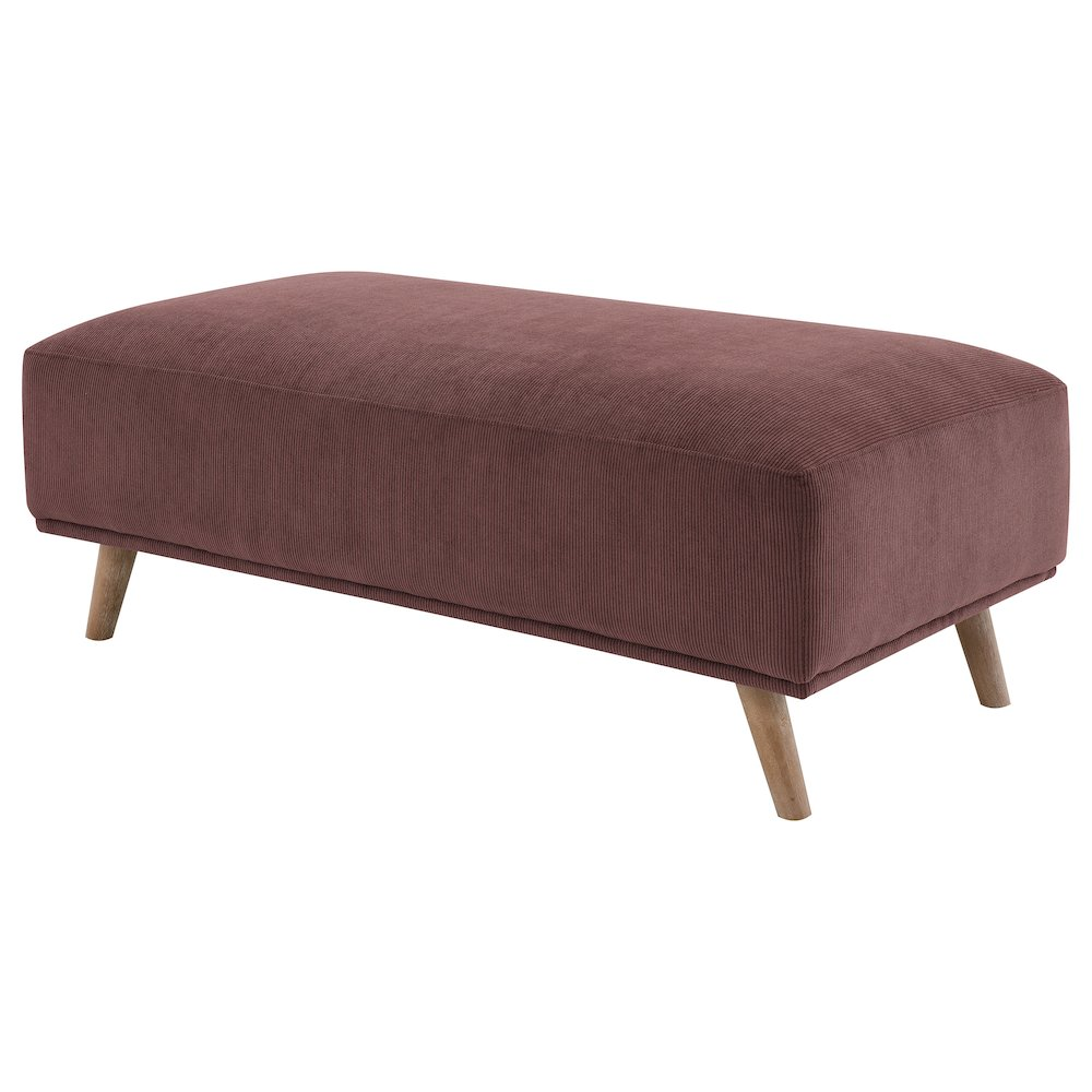 Elizabeth Corduroy Upholstered Ottoman in Rich Wine Red - Modern & Versatile