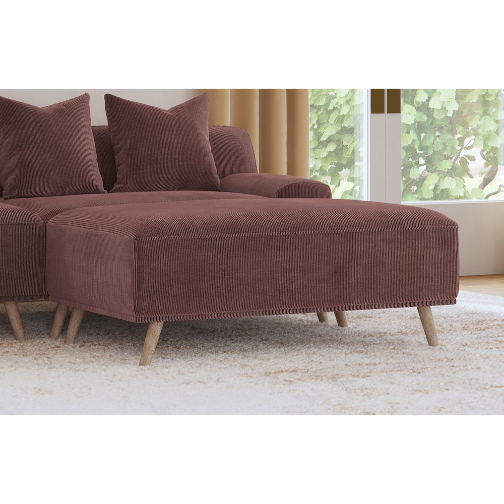 Elizabeth Corduroy Upholstered Ottoman in Rich Wine Red - Modern & Versatile